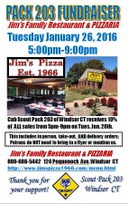 Cub Scout Pack 203 fundraiser at JIM'S PIZZA