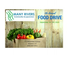 Food Drive and $9 Acupuncture at Many Rivers